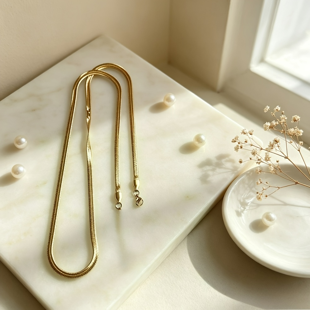 Men's 18K Golden Plated Snake Chain Necklace, Minimalist Style